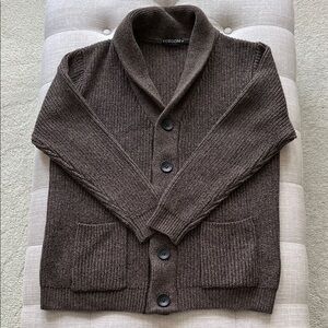 NWOT VOBOOM Men's Brown Shawl Collar Cardigan